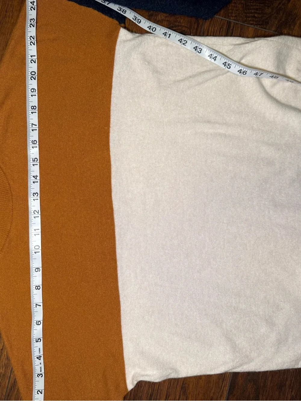 Madewell Colorblock Ashbury Mockneck Sweater Size Small Mustard Cream & Navy